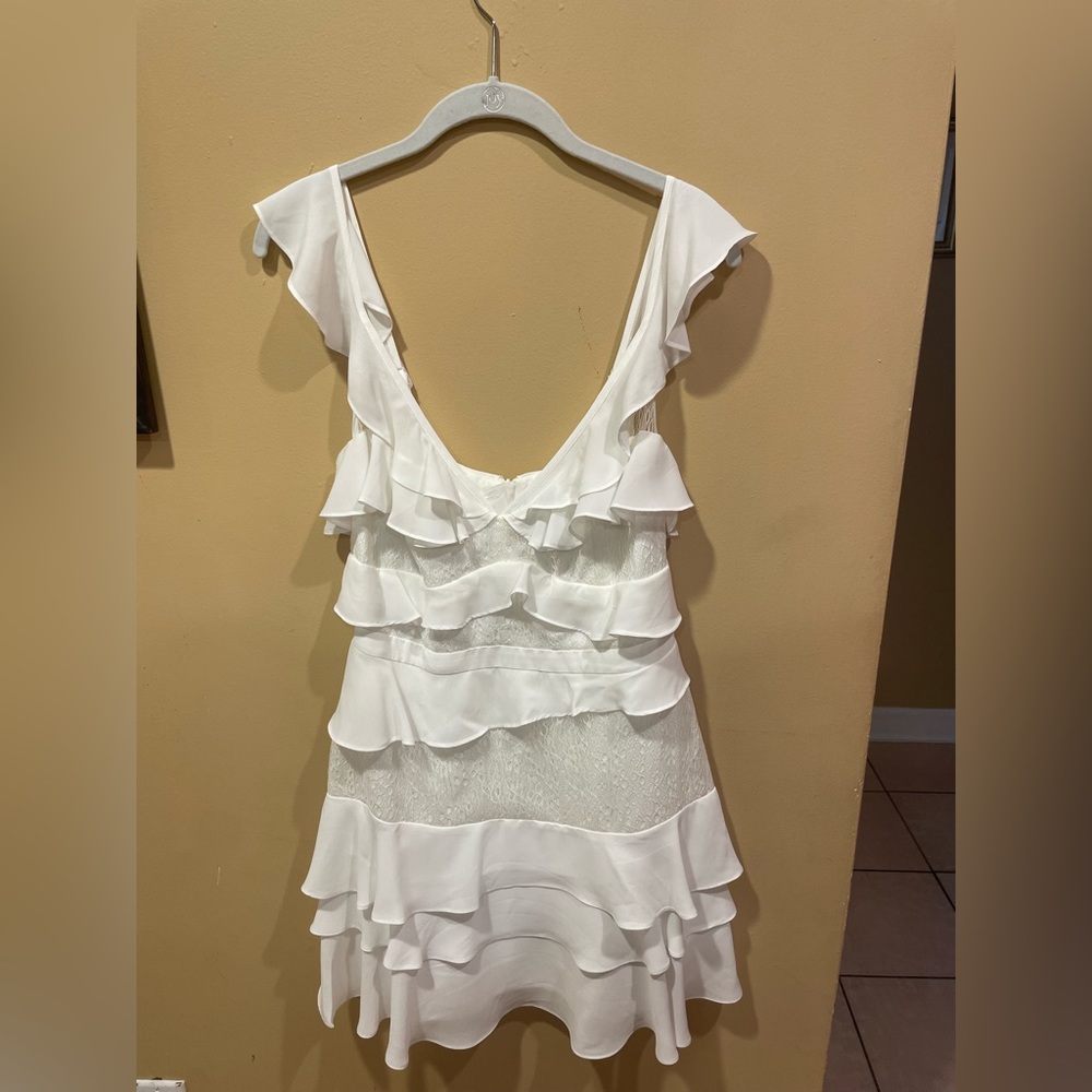 Bardot white lace ruffle dress size medium